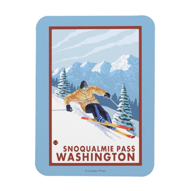 Íman Downhill Snow Skier - Snoqualmie Pass, WA (Vertical)