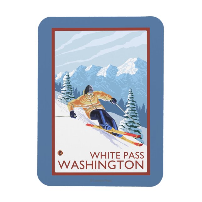Íman Downhill Snow Skier - White Pass, Washington (Vertical)