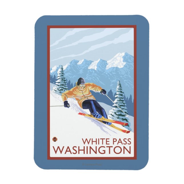 Íman Downhill Snow Skier - White Pass, Washington (Vertical)