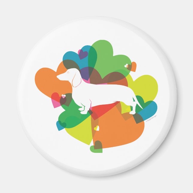 Íman Doxie Colorful Heart Design (Frente)