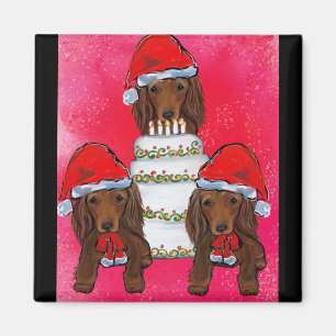 Íman Doxie vermelho Santa