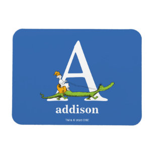 Íman Dr. Seuss ABC: Carta A - Branco Adicione seu nom