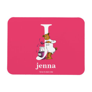 Íman Dr. Seuss ABC: Carta J - Branco Adicione seu nom