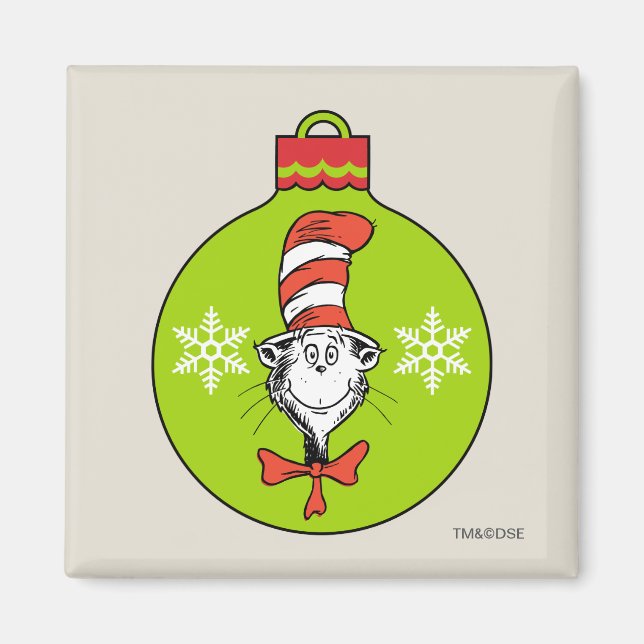 Íman Dr. Seuss | Grinch | Gato no Chapéu Enfeite (Frente)