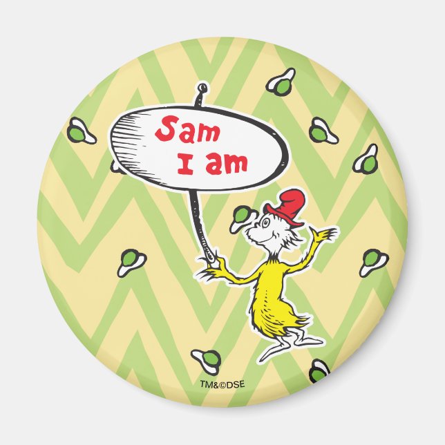 Íman Dr. Seuss | Sam-I-Am Segurando Placa (Frente)