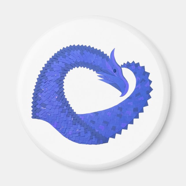 Íman Dragão azul no branco (Frente)