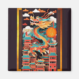 Íman Dragão Chinês Cugado Origami SqM2