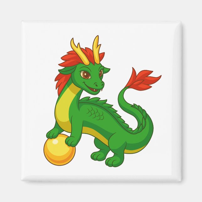 Íman Dragão Chinês Verde (Frente)