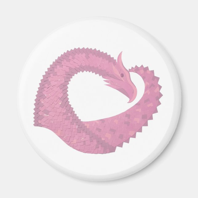 Íman Dragão cor-de-rosa em branco (Frente)