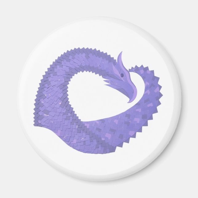 Íman dragão coração azul claro sobre branco (Frente)