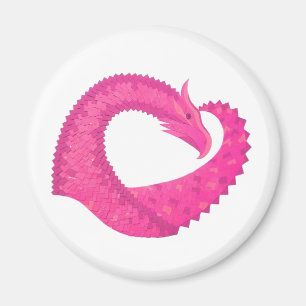 Íman Dragão-coração rosa-quente em branco