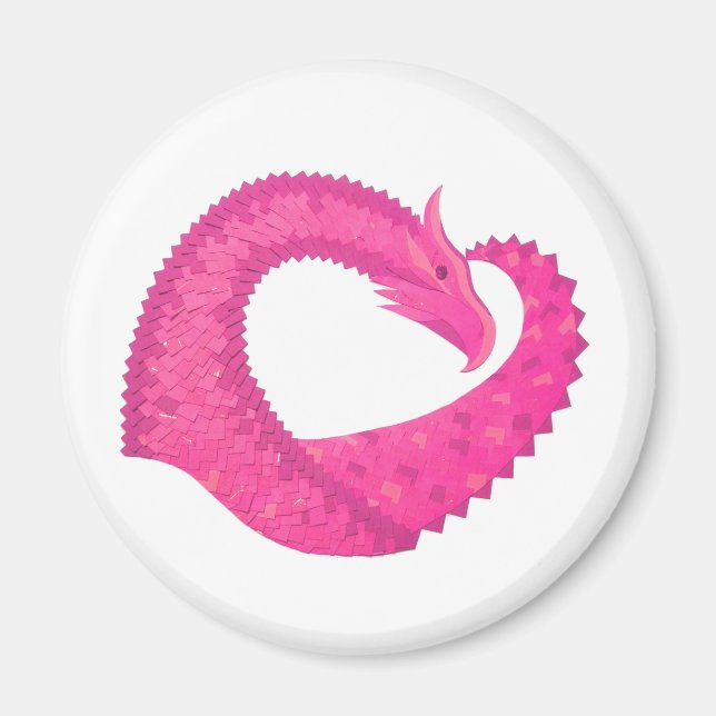 Íman Dragão-coração rosa-quente em branco (Frente)