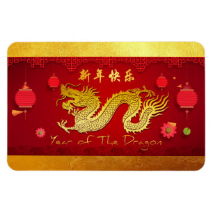 Íman Dragão de Ano Novo Chinês 2024 Lanternas Estilizad