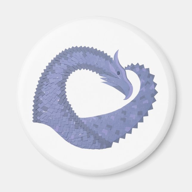 Íman Dragão de cinza azul em branco (Frente)