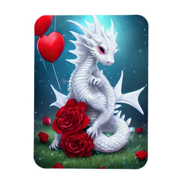 Íman Dragão do Amor do Namorados Branco (Vertical)