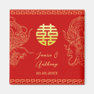 Íman Dragão do casamento chinês de ouro vermelho e fêni