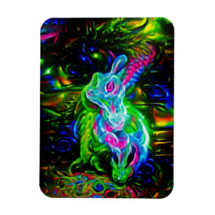 Íman Dragão do Coelho Psicodélico em Neon Fantasy