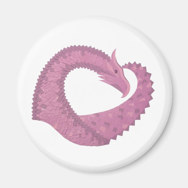 Íman Dragão do coração Mauve em branco (Frente)