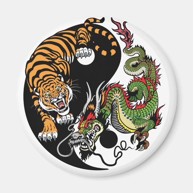 Íman dragão e tigre yin yang (Frente)