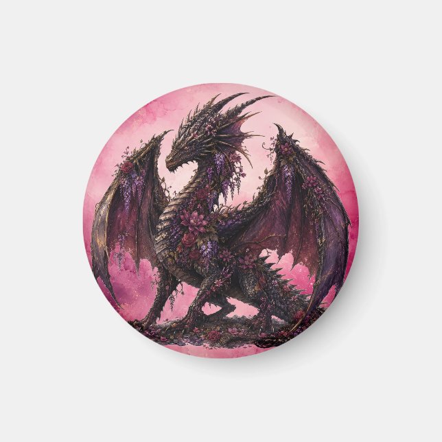Íman Dragão Flor | Dragão de Fantasia Botânica (Frente)