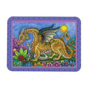 ÍMAN  DRAGÃO MEDIEVAL E JARDIM DE ARTE PASTA COLORIDO
