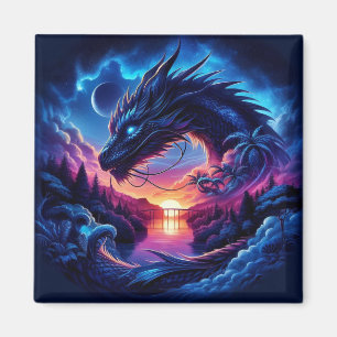 Íman Dragão Silhuetado contra um Sunset Vibrante