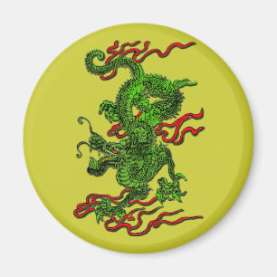 Íman Dragão verde com fitas vermelhas roupa & presente