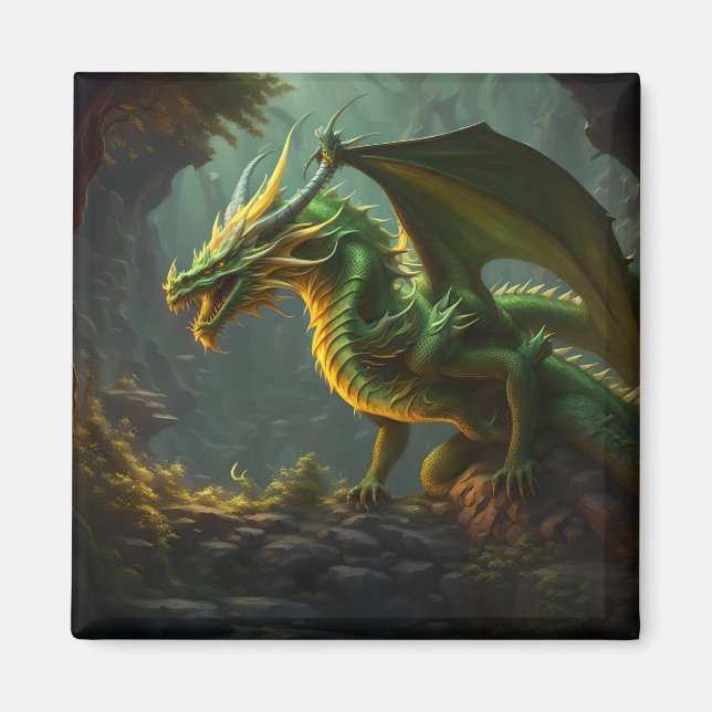 Íman Dragão Verde e Amarelo (Frente)