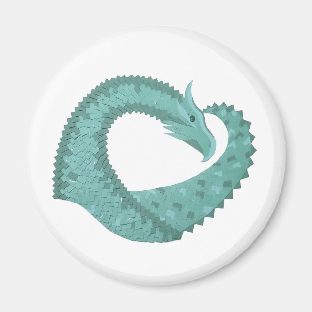 Íman Dragão verde-sábado em branco (Frente)