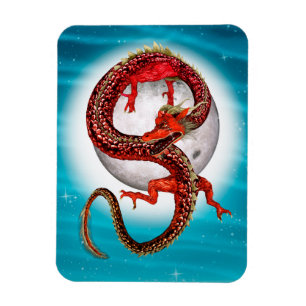 Íman Dragão Vermelho Oriental - Criatura de Fantasia Mí