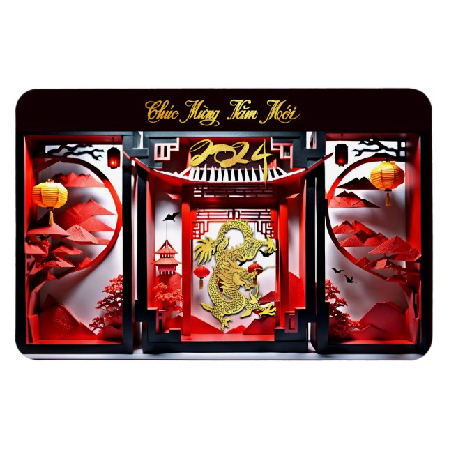 Íman Dragão Vietnamita Ano Novo 2024 Origami FlexM (Horizontal)