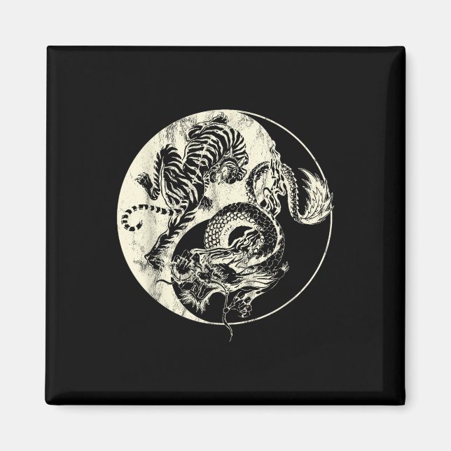 Íman Dragão Vs Tiger Tattoo! Yin E Yang Beast Fight (Frente)