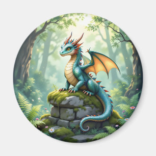 Íman Dragão Whimsical na Pedra Antiga