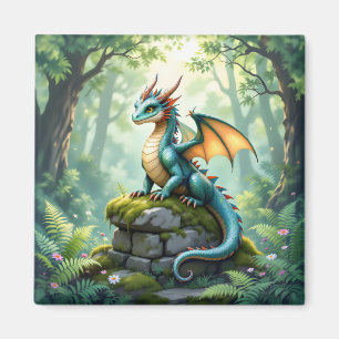 Íman Dragão Whimsical na Pedra Antiga