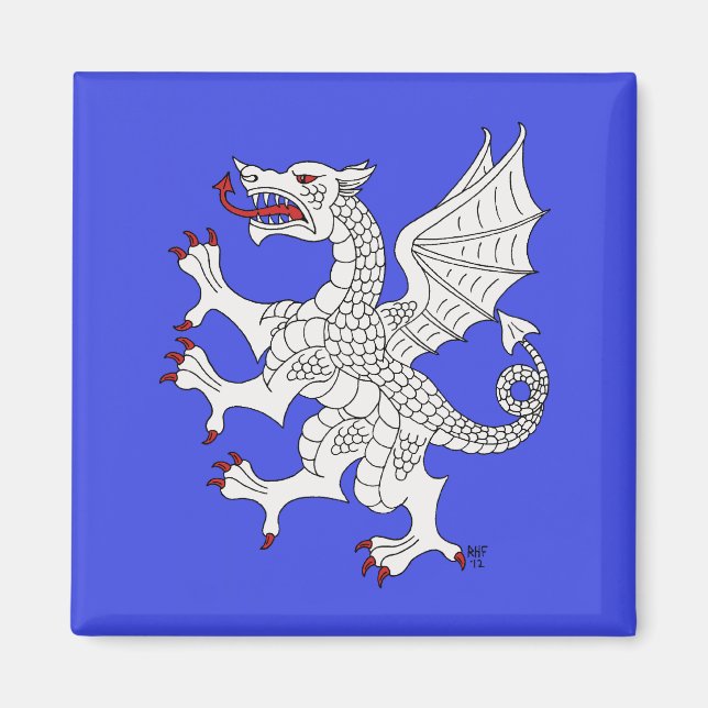 Íman Dragon Rampant Argent (Frente)