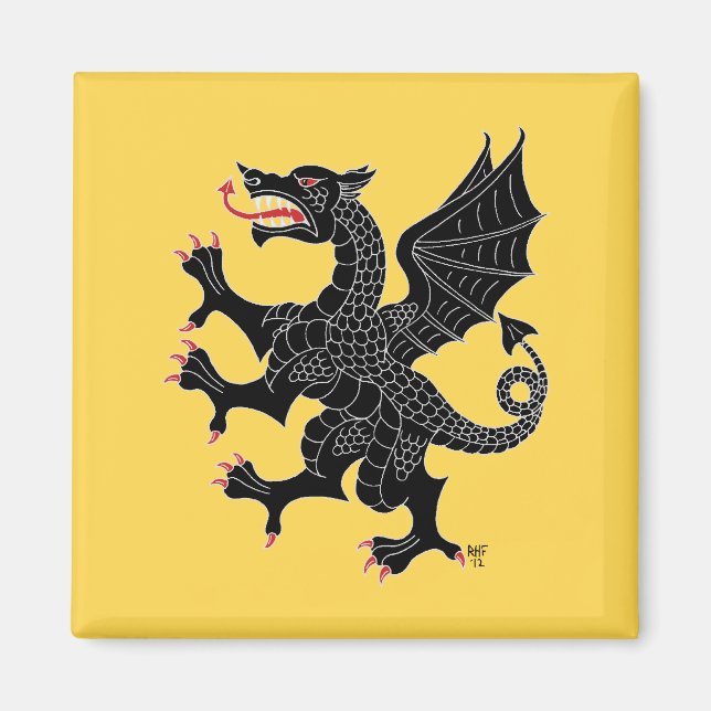 Íman Dragon Rampant Sable (Frente)