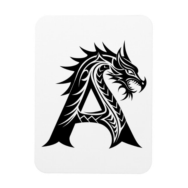 Íman Dragon Styled Letter A, Dragon Alphabet, Monogram (Vertical)