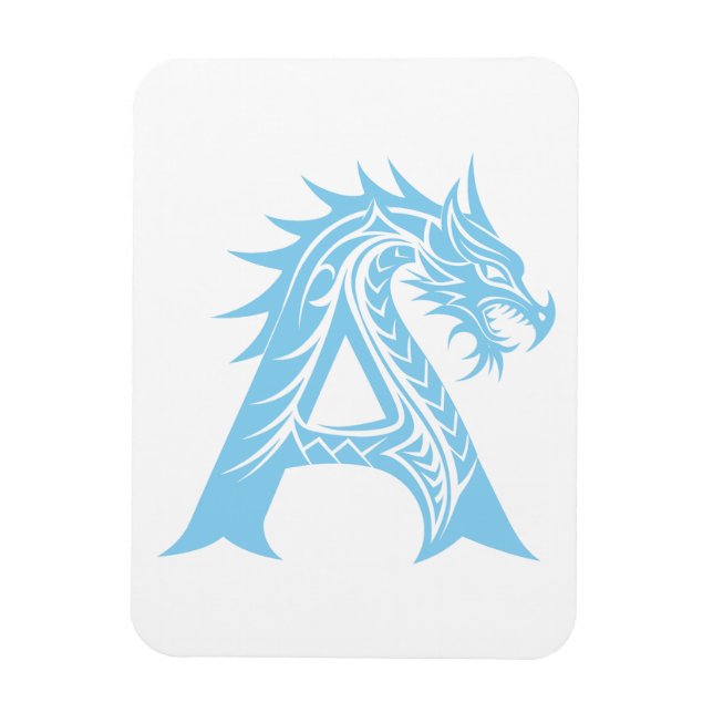 Íman Dragon Styled Letter A, Dragon Alphabet, Monogram (Vertical)