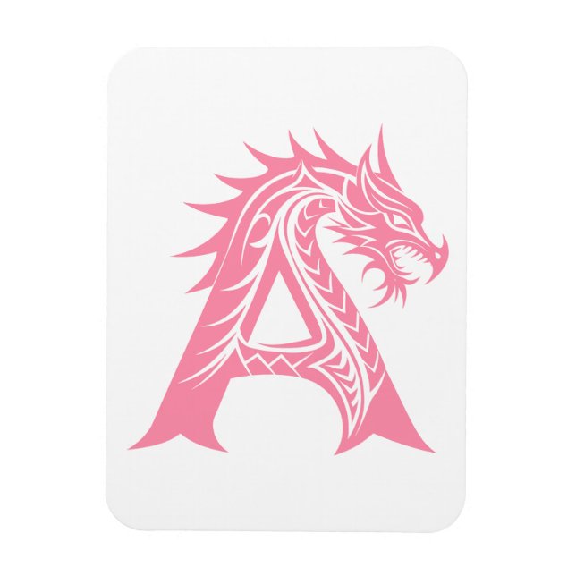 Íman Dragon Styled Letter A, Dragon Alphabet, Monogram (Vertical)