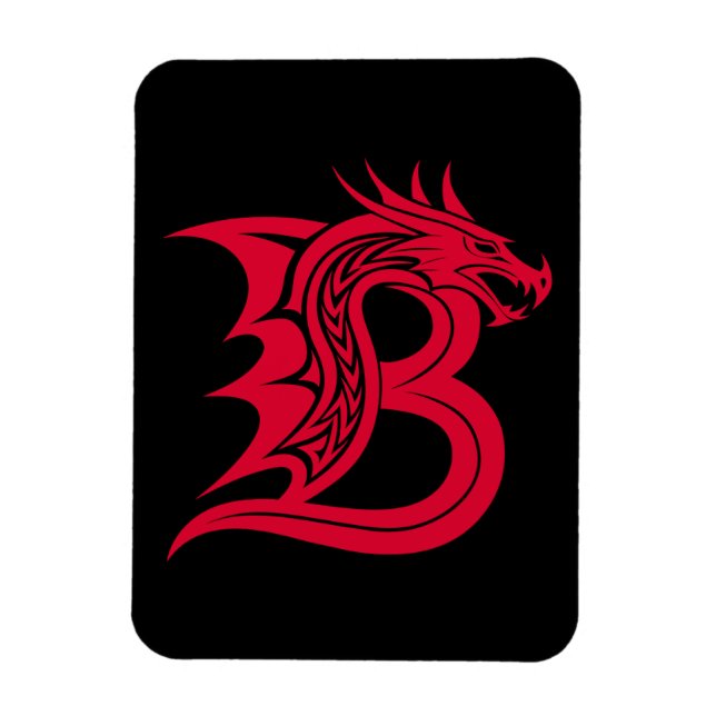 Íman Dragon Styled Letter B, Dragon Alphabet, Monogram (Vertical)