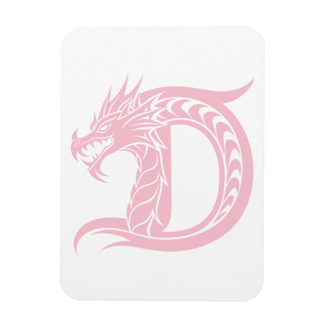 Íman Dragon Styled Letter D, Dragon Alphabet, Monogram (Vertical)