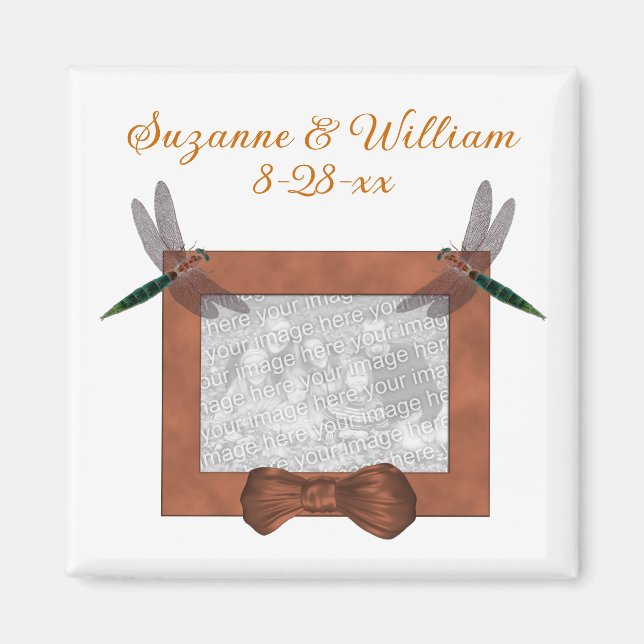 Íman Dragonflies Wedding Favor Photo  (Frente)