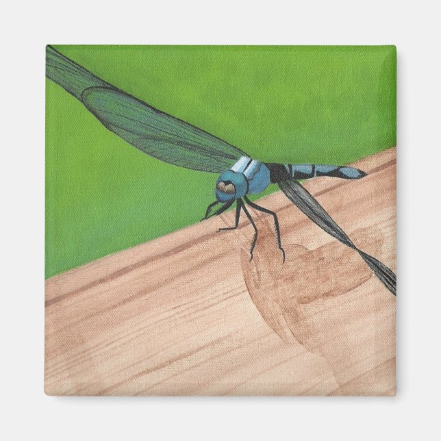 Íman Dragonfly Azul Artística sobre as Tampas Ferroviár (Frente)