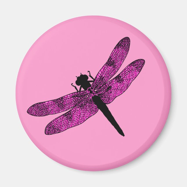 Íman Dragonfly com asa rosa (Frente)