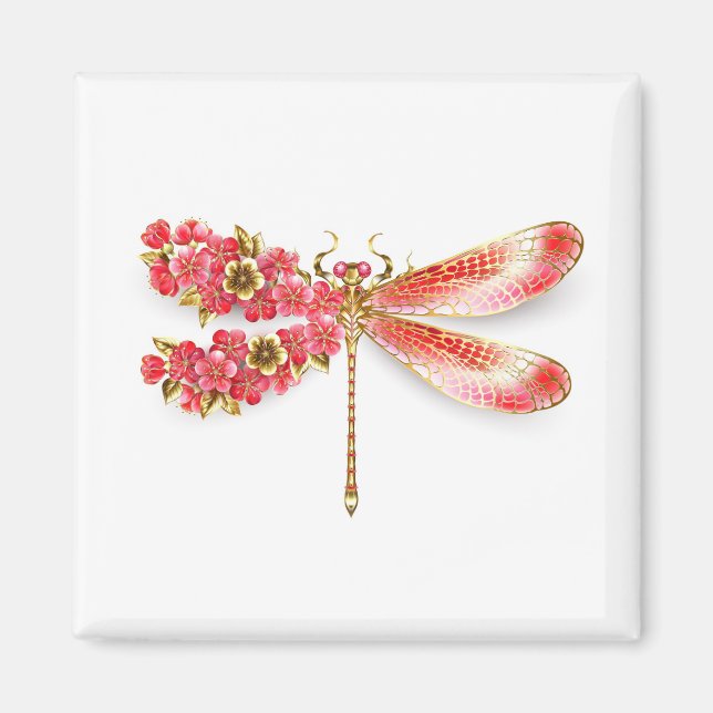 Íman Dragonfly com joalheria sakura (Frente)