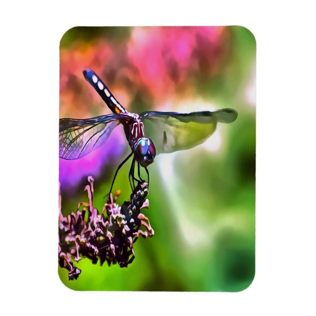 Íman Dragonfly em pintura realística verde e azul (Vertical)