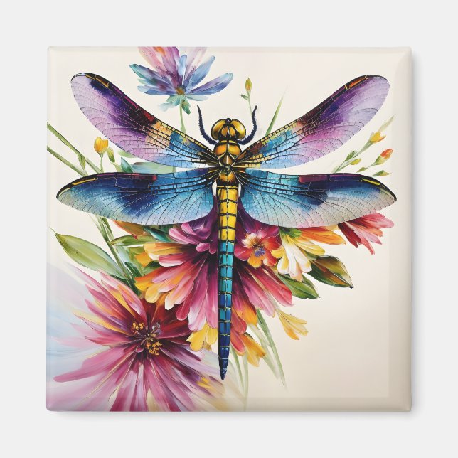 Íman Dragonfly Floral Multicolor Art (Frente)