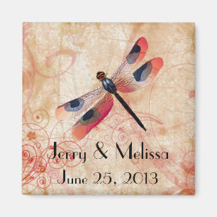 Íman Dragonfly Flourish Weding Favor Magnet