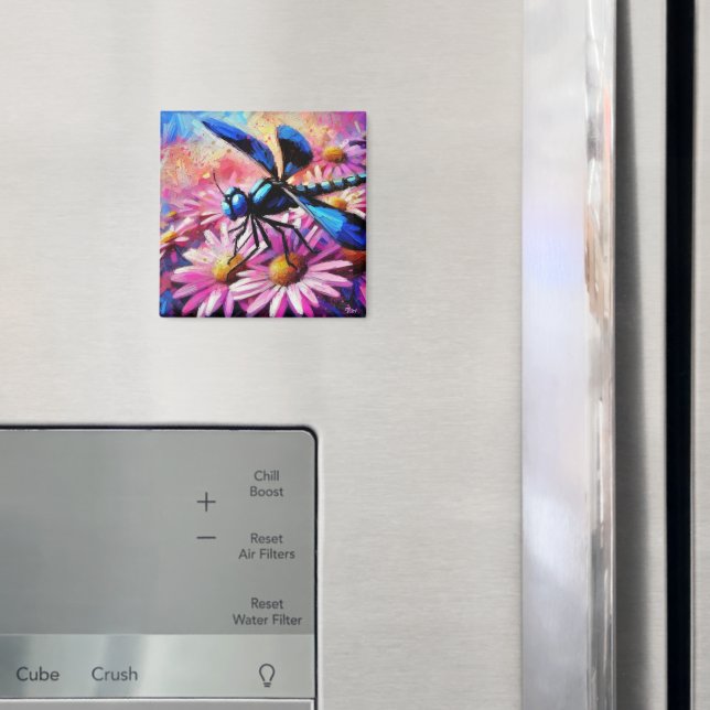 Íman Dragonfly Impressionista Em Disias Rosa Floral (In Situ (Fridge))