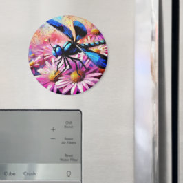 Íman Dragonfly Impressionista Em Disias Rosa Floral